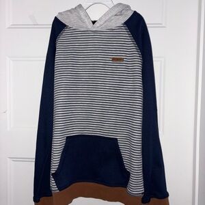 Striped Navy and Gray Kids Hoodie